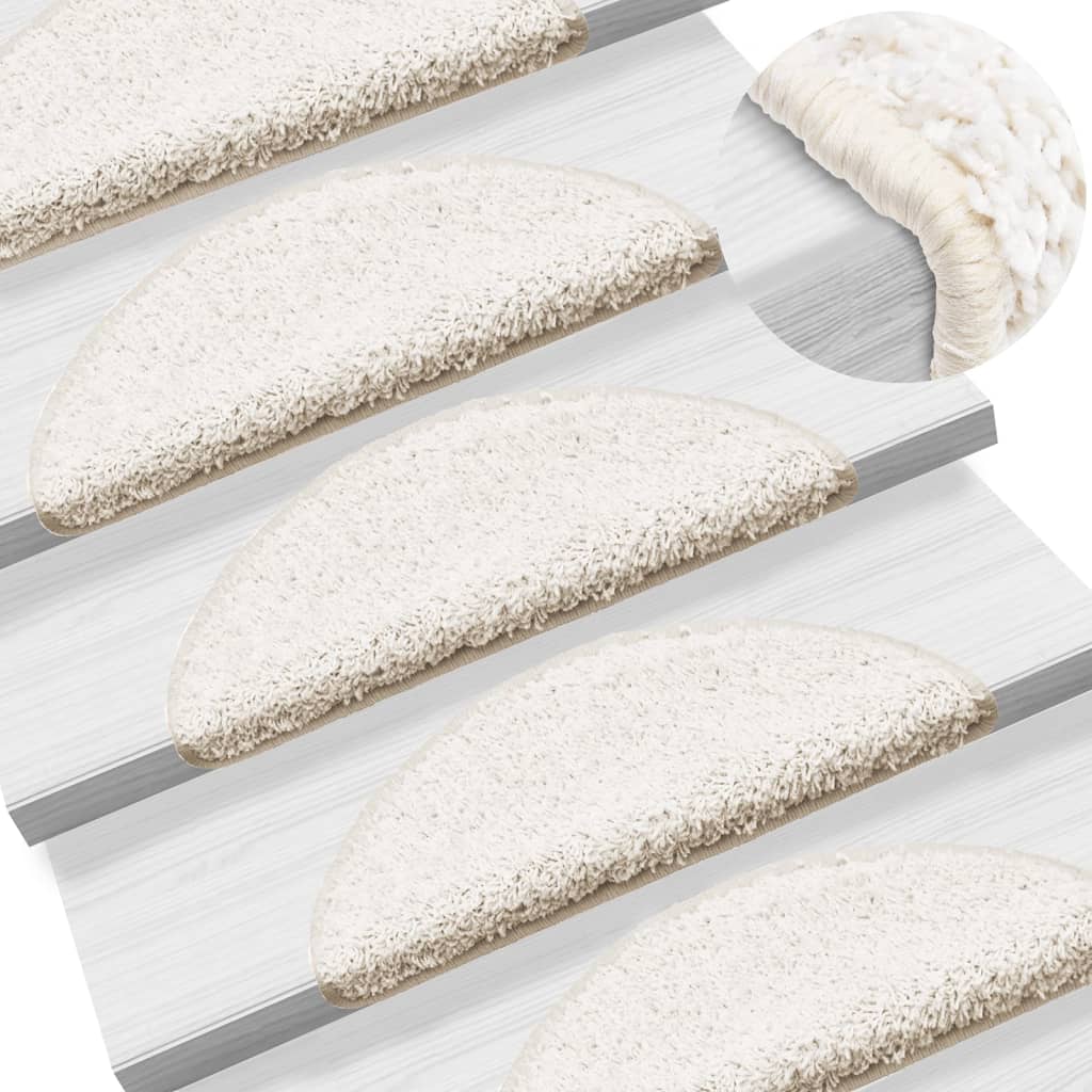 vidaXL Schodové rohože 10 ks 56x17x3 cm biele polkruhové