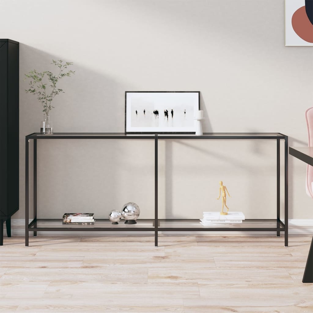 vidaXL Konzolový stolík priehľadný 180x35x75,5 cm tvrdené sklo