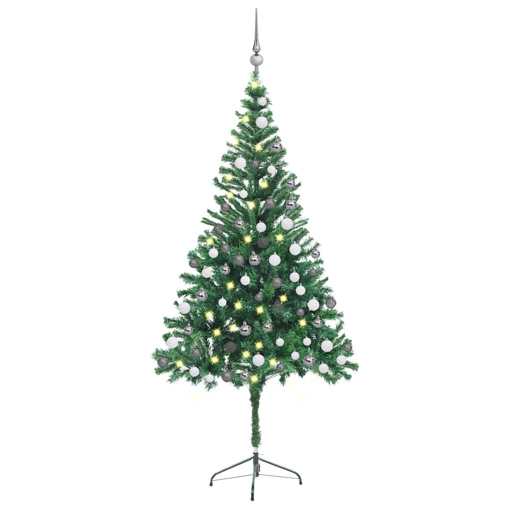 vidaXL Osvetlený umelý vianočný stromček+gule 180 cm, 564 vetvičiek
