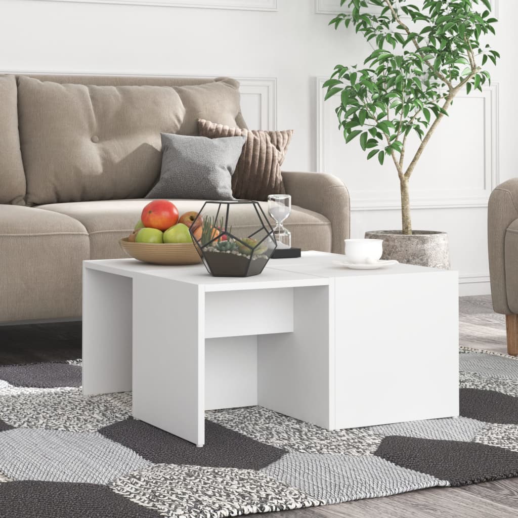 vidaXL Konferenčné stolíky 4 ks, biele 33x33x33 cm, kompozitné drevo