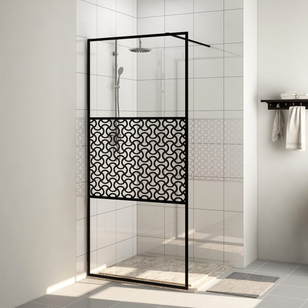 vidaXL Sprchová zástena s priehľadným ESG sklom 100x195 cm čierna