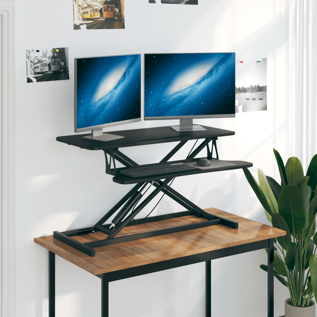 VidaXL Nastaviteľný pracovný stôl 90x40x(13-50) cm oceľ a sprac. drevo
