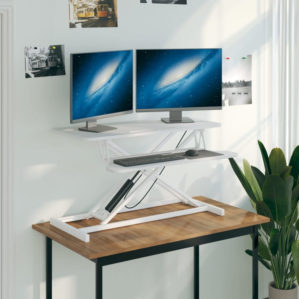 VidaXL Nastaviteľný pracovný stôl 90x40x(13-50) cm oceľ a sprac. drevo
