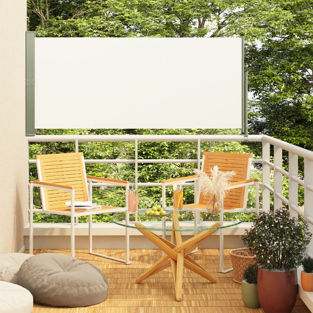 vidaXL Zaťahovacia bočná markíza na terasu 140x300 cm krémová