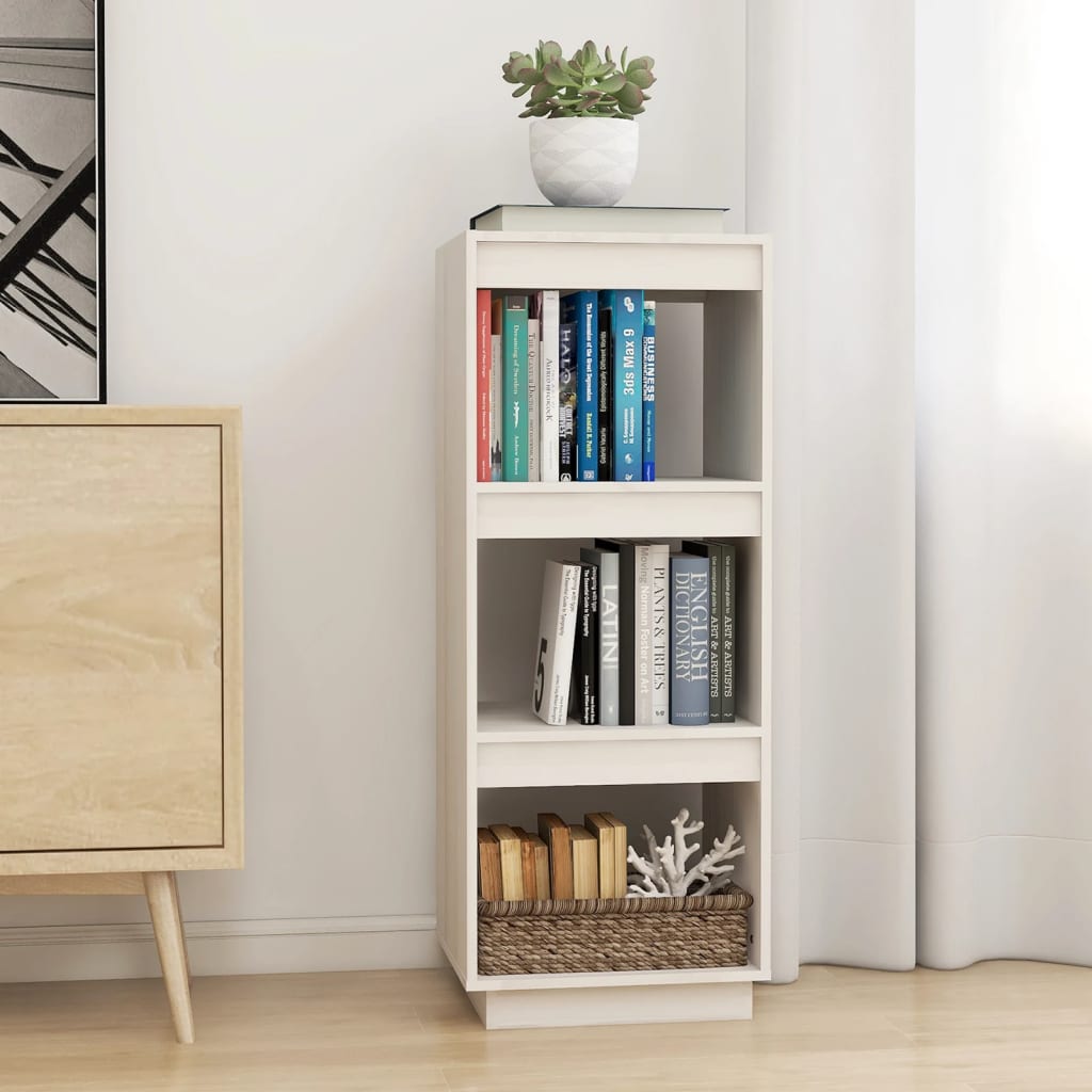 vidaXL Knižnica/deliaca stena biela 40x35x103 cm masívna borovica