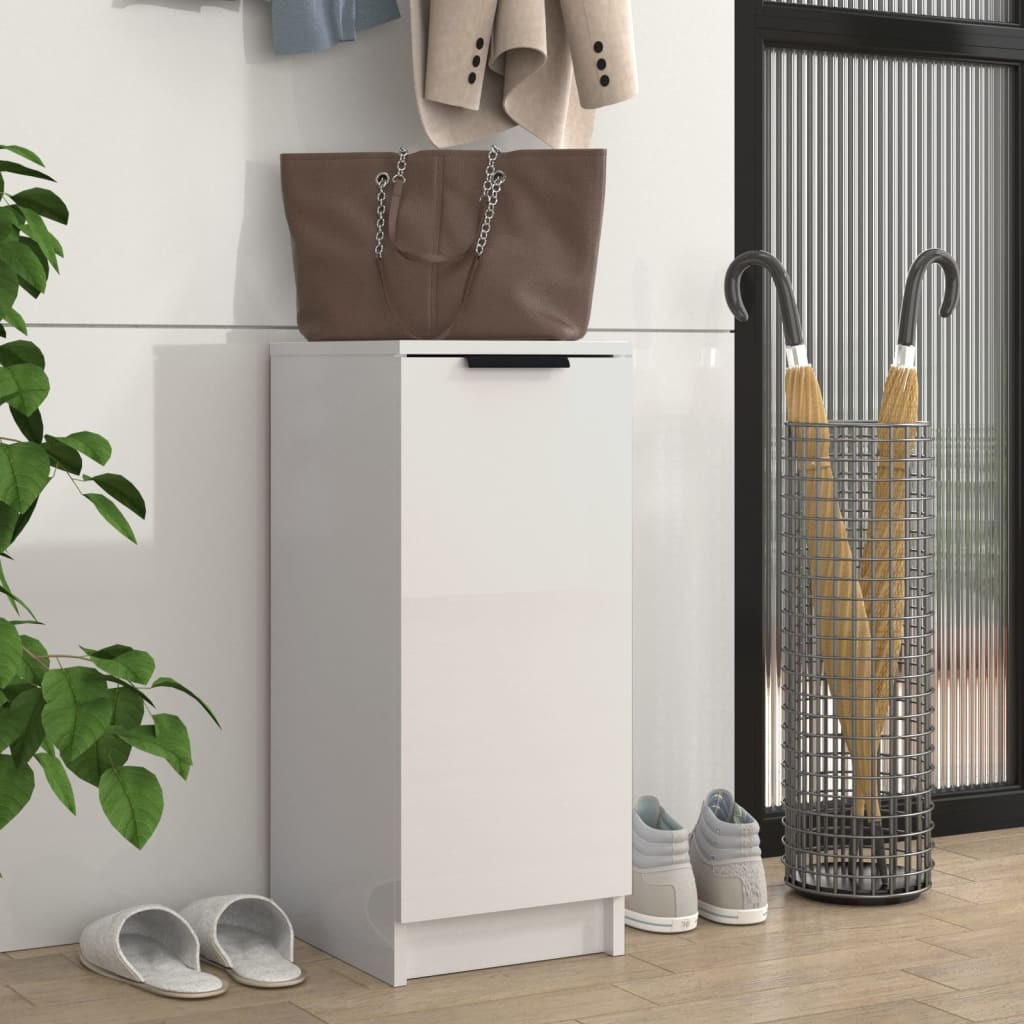vidaXL Botník lesklý biely 30x35x70 cm spracované drevo