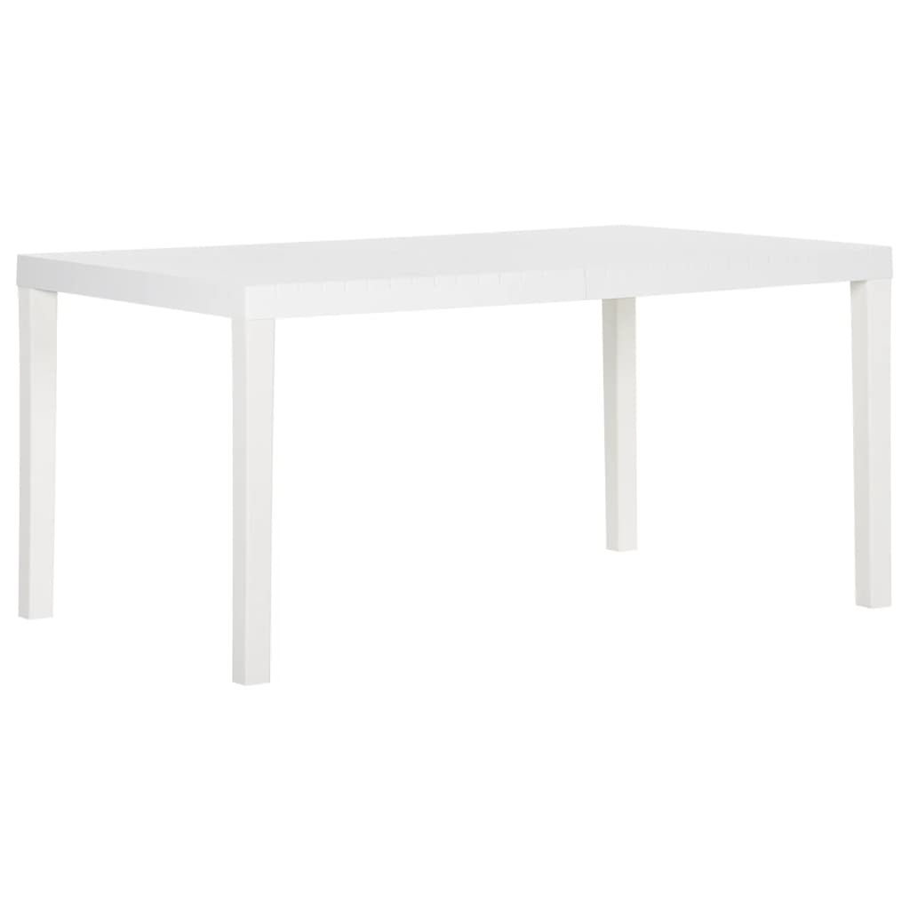 vidaXL Záhradný stôl 150x90x72 cm PP biely