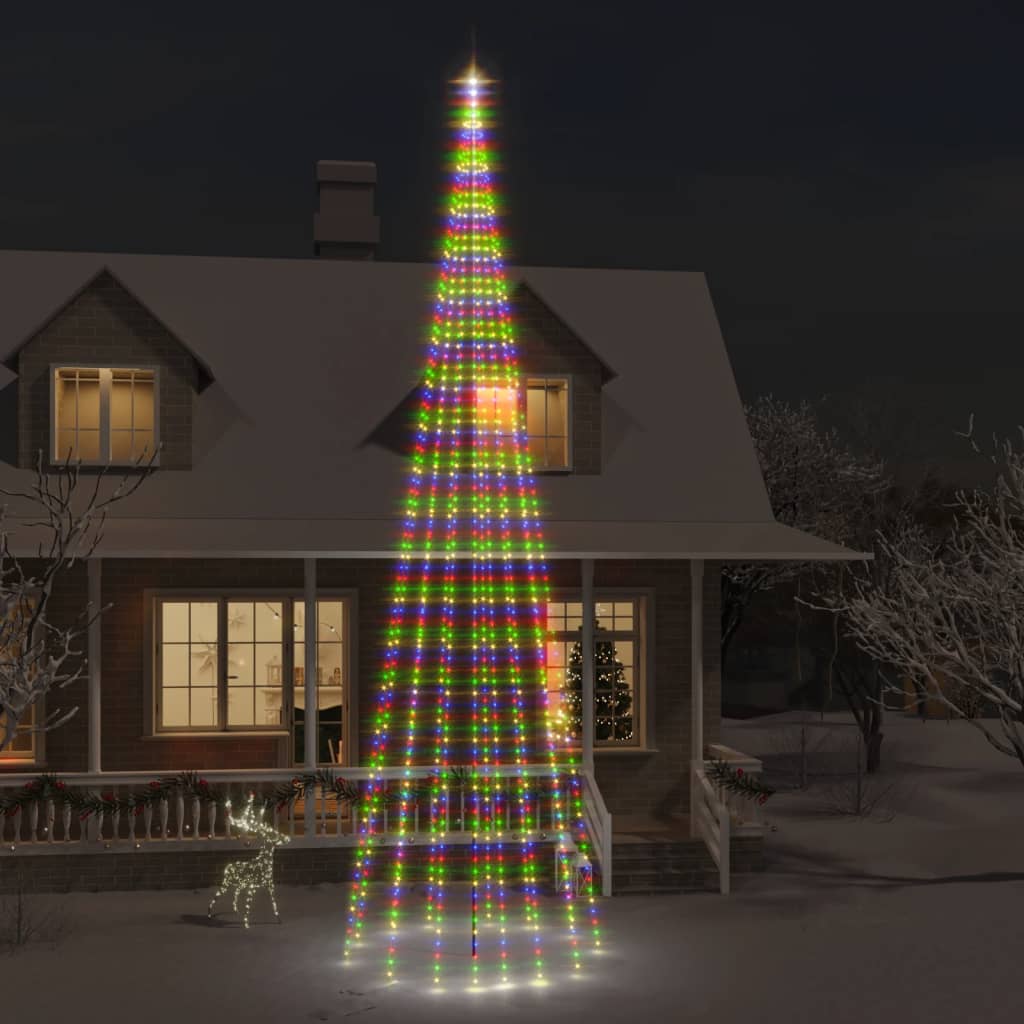 vidaXL Vianočný stromček na stožiari 1134 farebných LED 800 cm