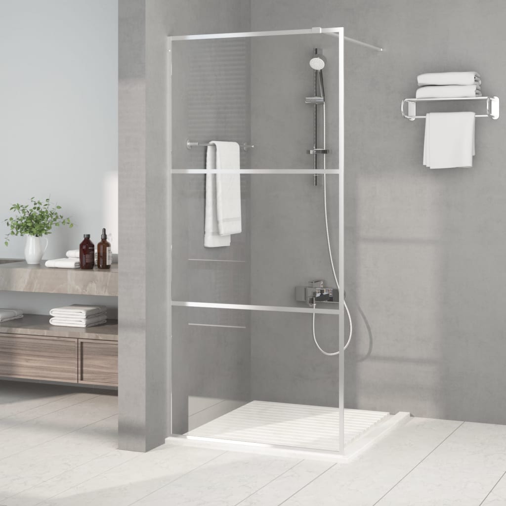 vidaXL Sprchová zástena strieborná 90x195 cm priehľadné ESG sklo