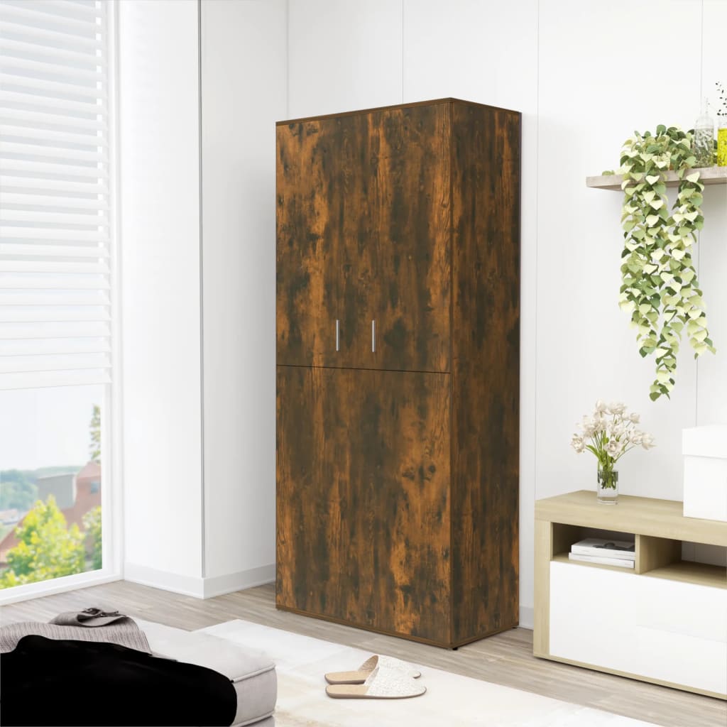 vidaXL Botník dymový dub 80x39x178 cm kompozitné drevo
