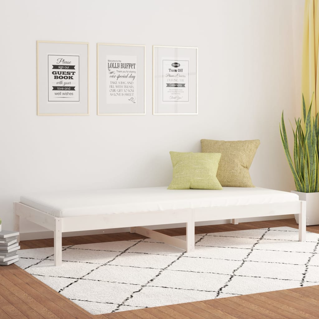 vidaXL Denná posteľ biela 90x190 cm jednolôžko masívna borovica