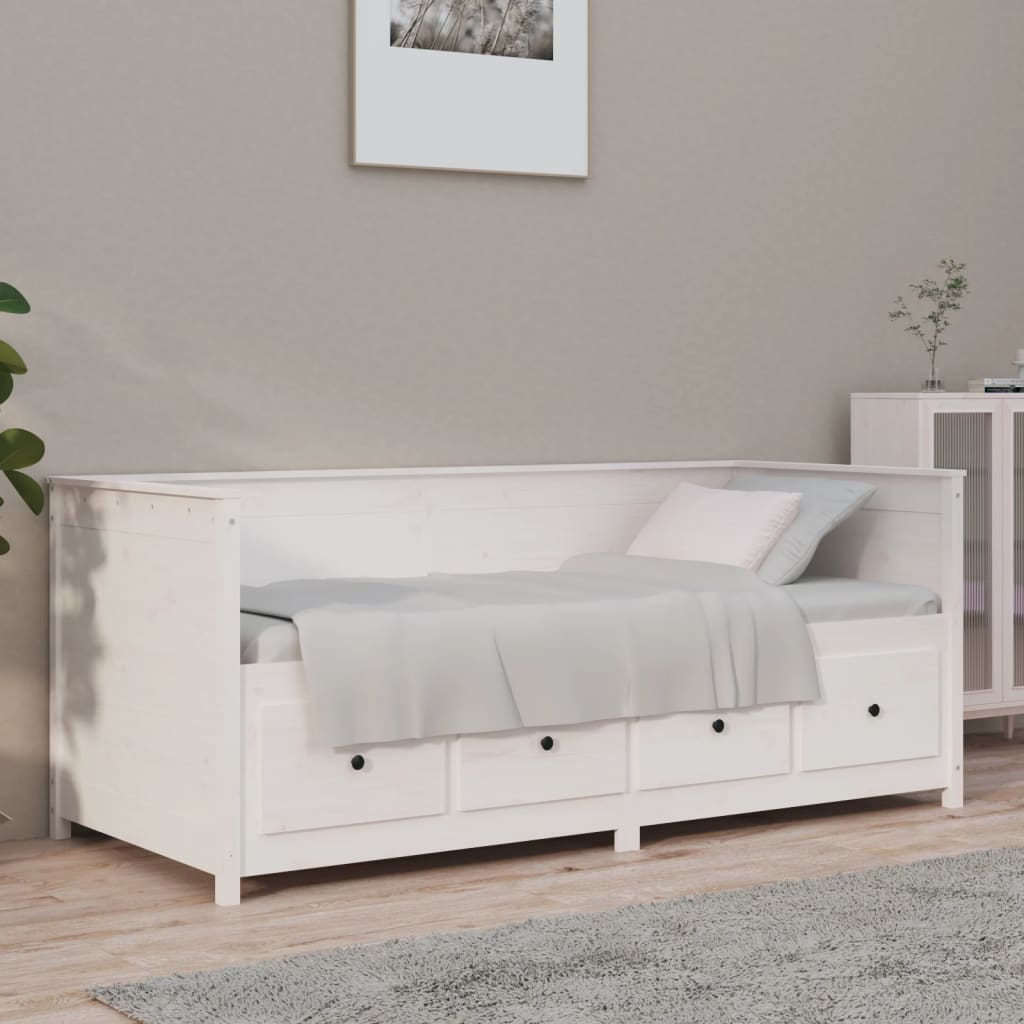 VidaXL Denná posteľ bez matraca Biela 100x200 cm Borovicový masív
