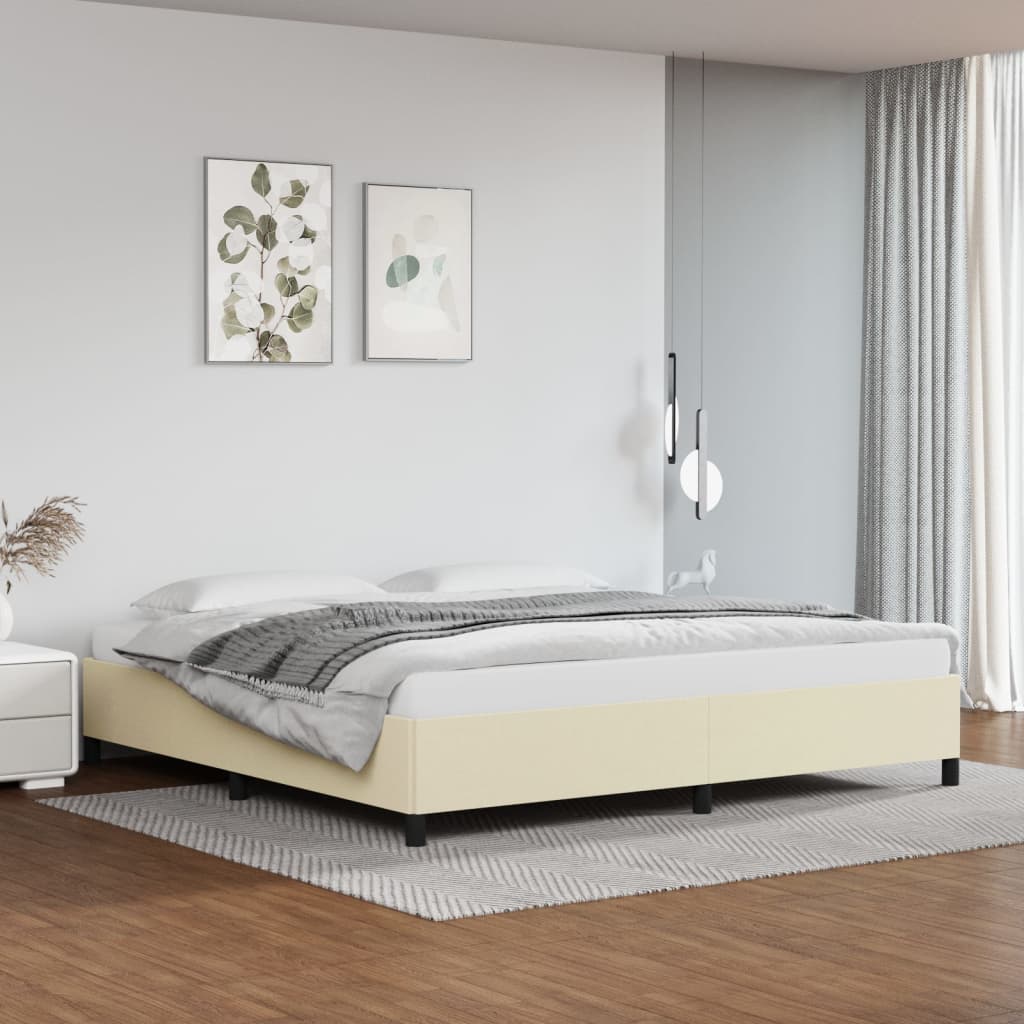 vidaXL Posteľný rám krémový 200x200 cm umelá koža