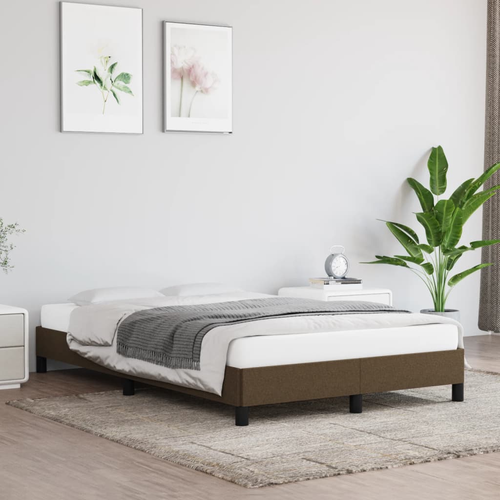 vidaXL Posteľ bez matraca tmavohnedá 120x200 cm látka