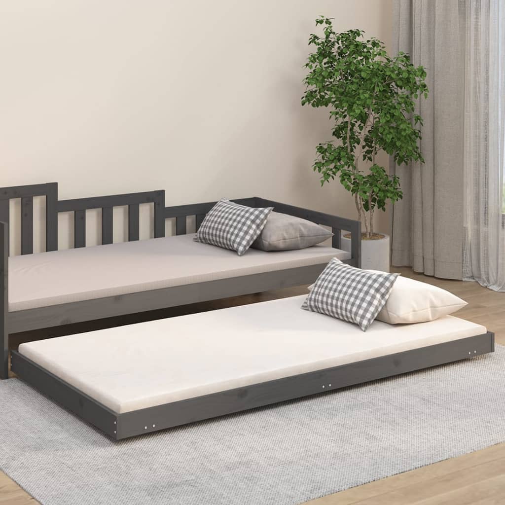 vidaXL Posteľný rám sivý 90x200 cm borovicový masív