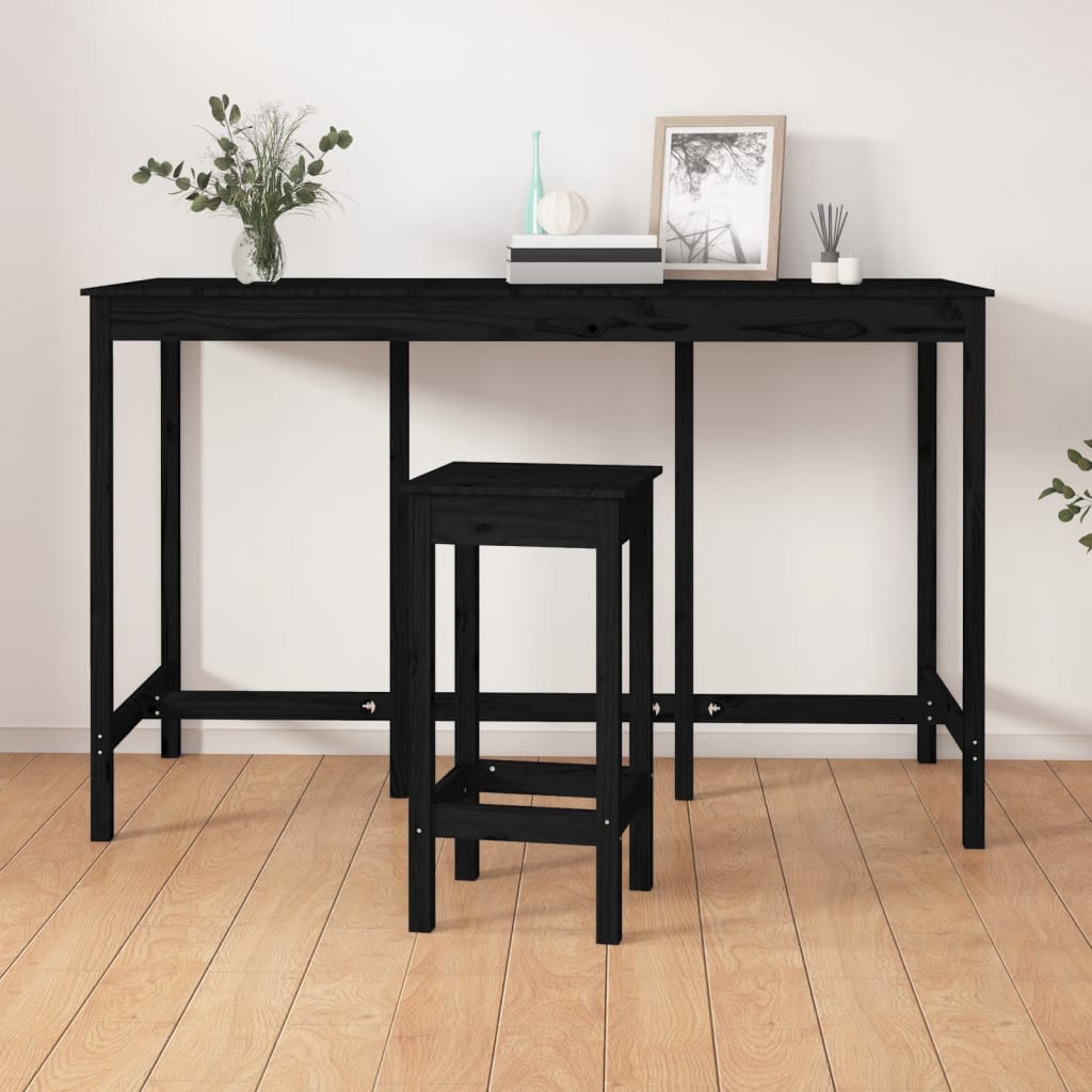 vidaXL Barový stolík čierny 180x80x110 cm borovicový masív