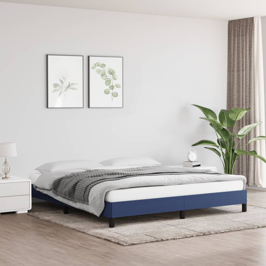 vidaXL Posteľ bez matraca modrý 180x200 cm látka