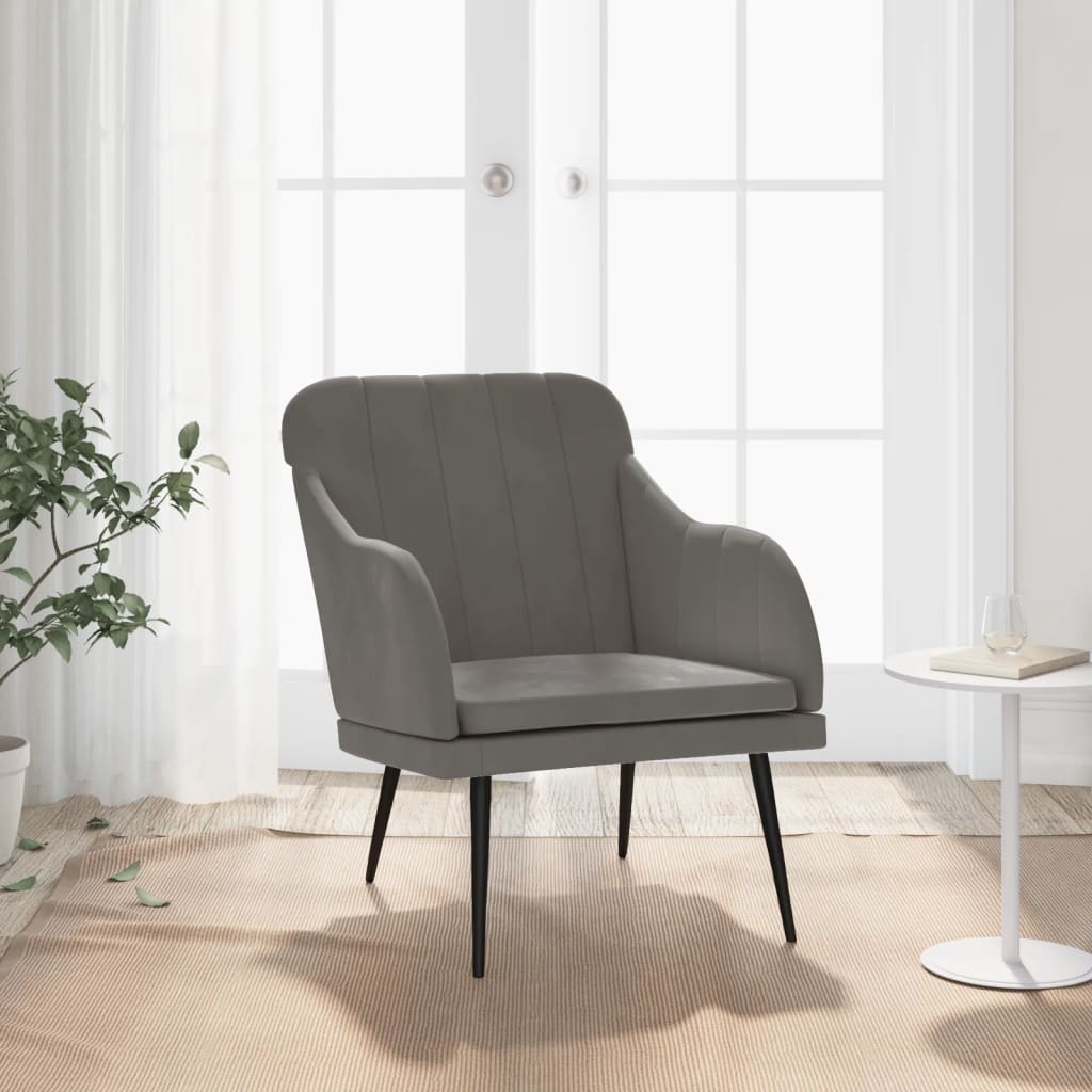 vidaXL Kreslo tmavosivé 63x76x80 cm zamat