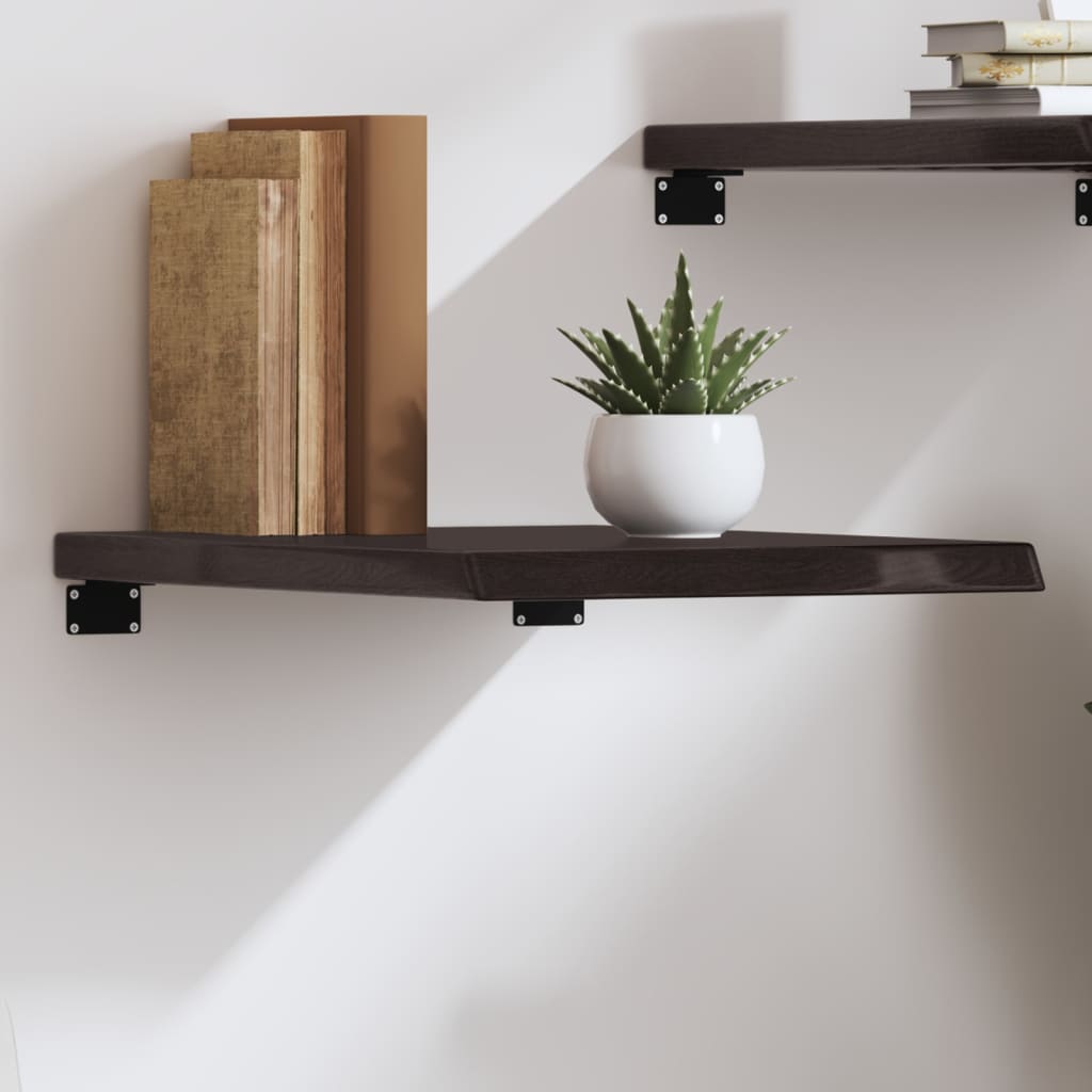 vidaXL Nástenná polica tmavohnedá 40x50x(2-4) cm ošetrený dubový masív
