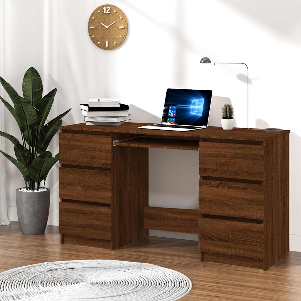 vidaXL Písací stôl hnedý dub 140x50x77 cm spracované drevo