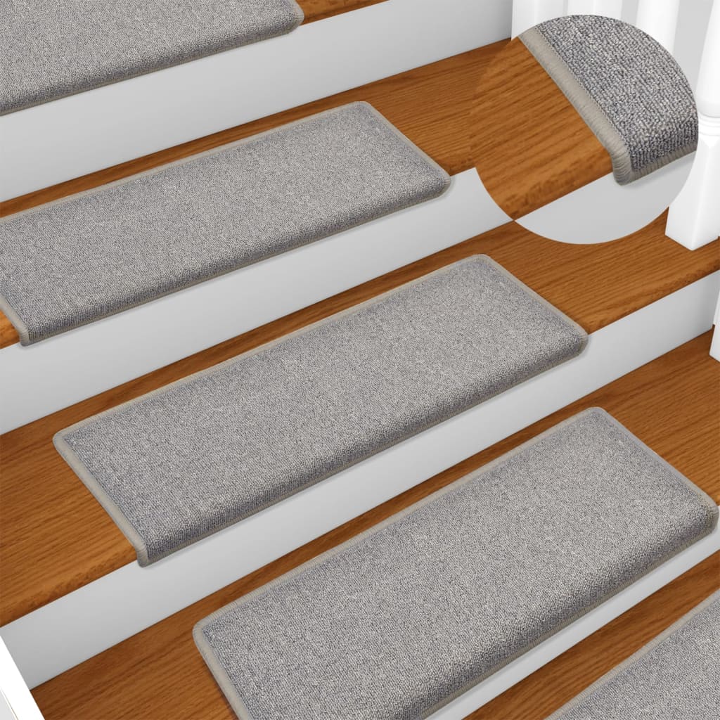 vidaXL Schodové rohože 15 ks 65x21x4 cm svetlosivé s obdĺžnikovým okrajom