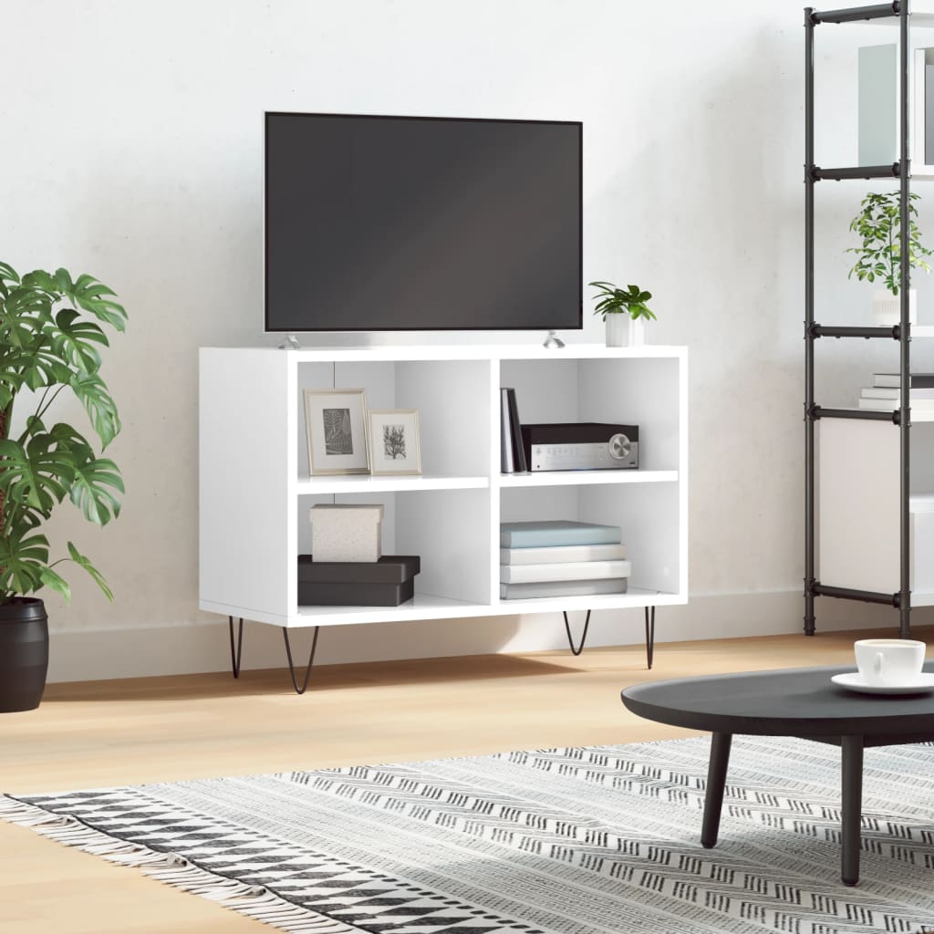 vidaXL TV skrinka, lesklá biela 69,5x30x50 cm, kompozitné drevo