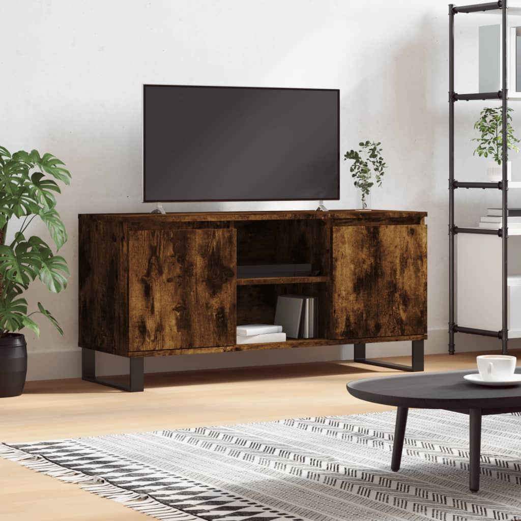vidaXL TV skrinka dymový dub 104x35x50 cm kompozitné drevo