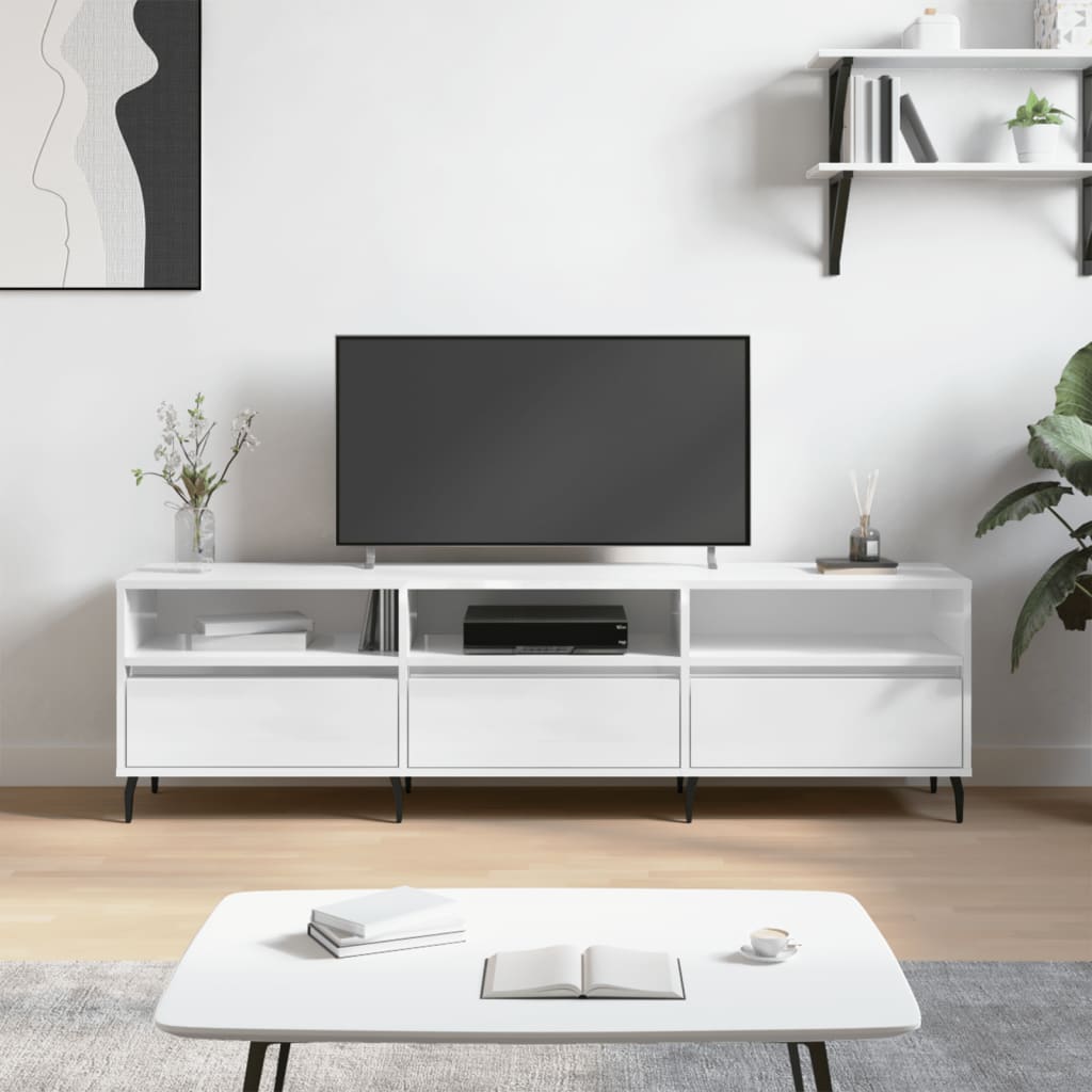 vidaXL TV skrinka lesklá biela 150x30x44,5 cm kompozitné drevo