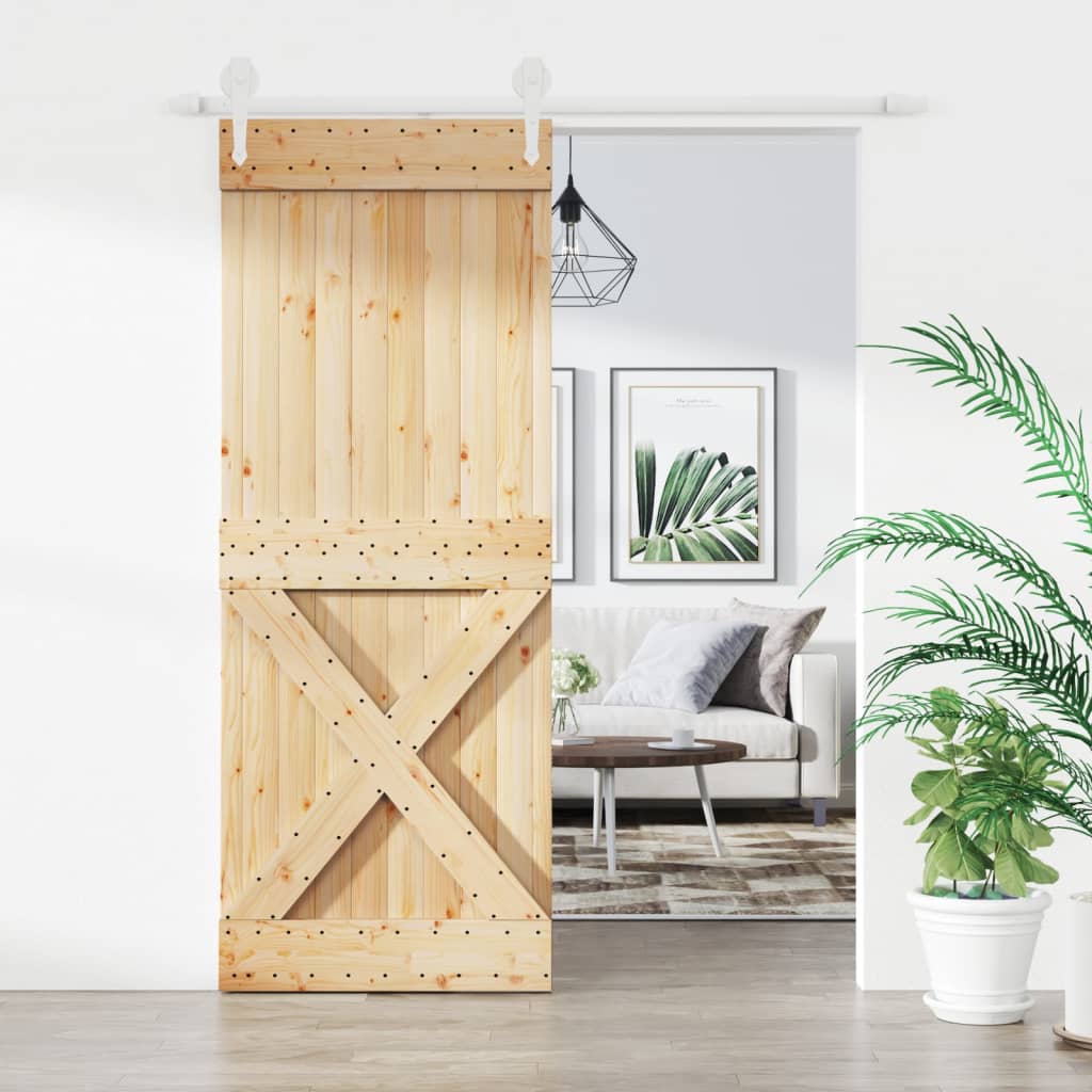 vidaXL Posuvné dvere so sadou kovania 80x210 cm borovicový masív