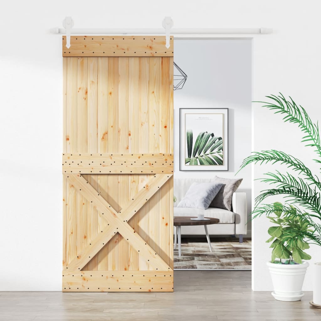 vidaXL Posuvné dvere so sadou kovania 90x210 cm borovicový masív