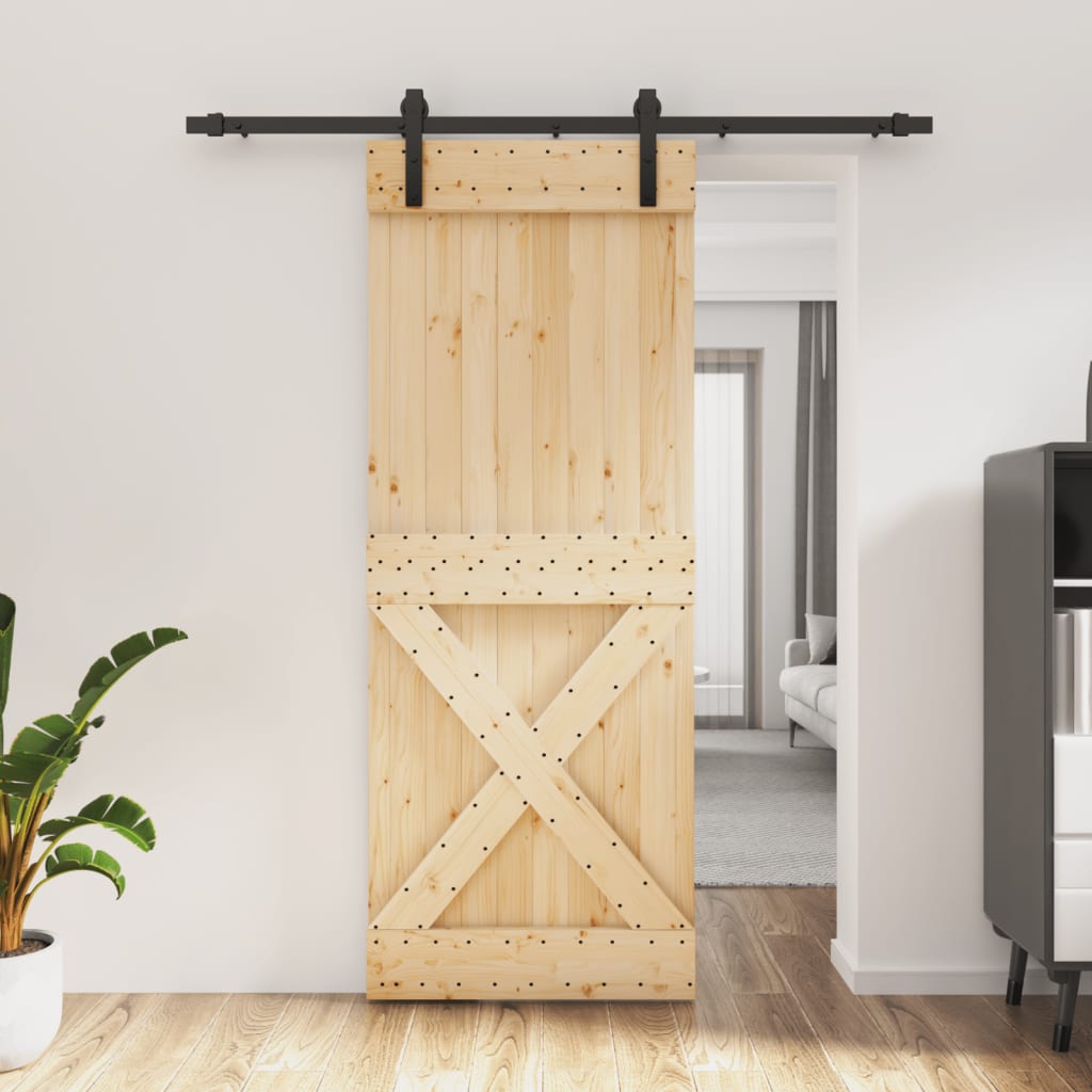 vidaXL Posuvné dvere so sadou kovania 80x210 cm borovicový masív