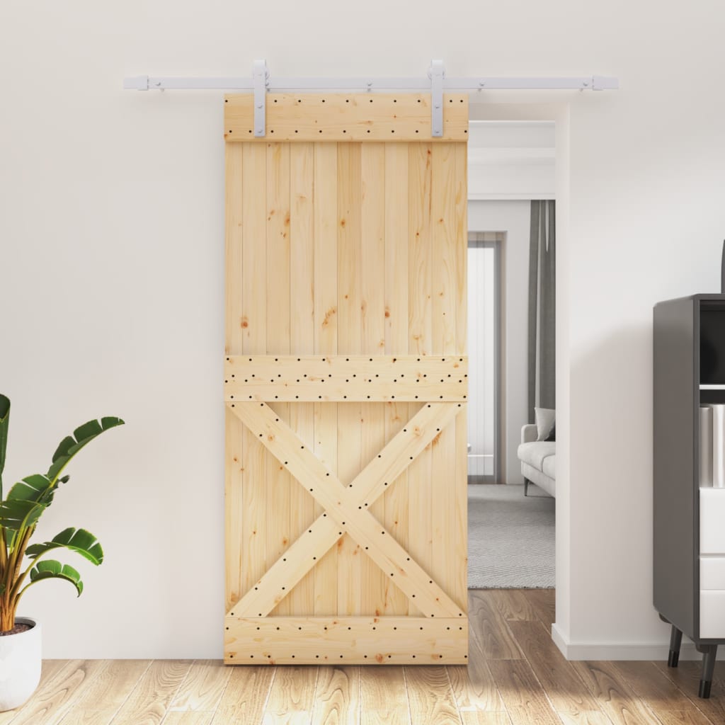 vidaXL Posuvné dvere so sadou kovania 90x210 cm borovicový masív