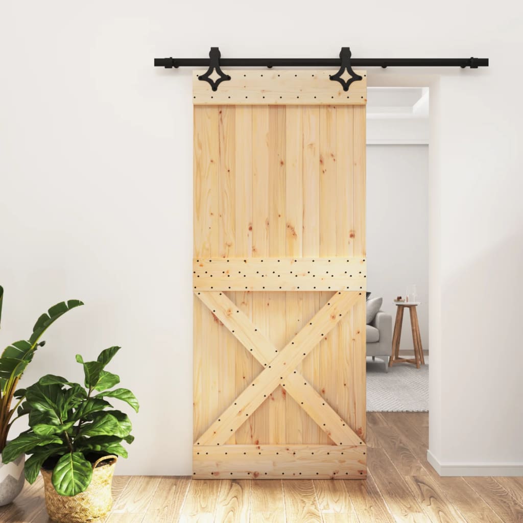 vidaXL Posuvné dvere so sadou kovania 90x210 cm borovicový masív