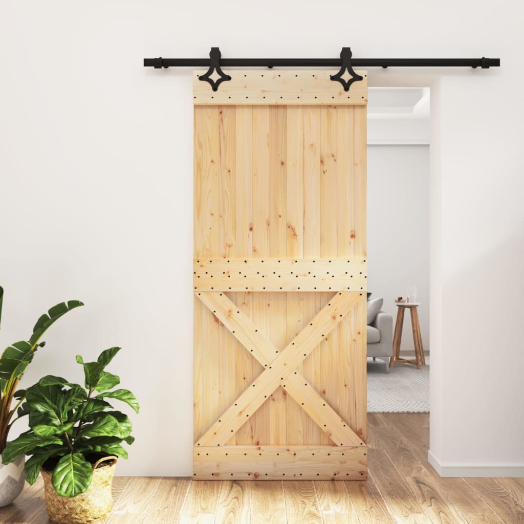 vidaXL Posuvné dvere so sadou kovania 90x210 cm borovicový masív
