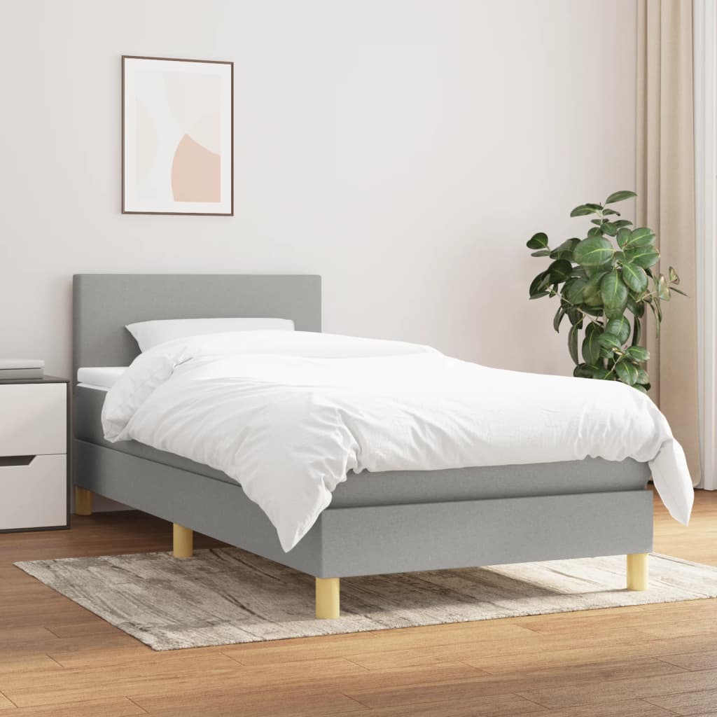 vidaXL Posteľný rám boxsping s matracom bledosivý 90x190 cm látka