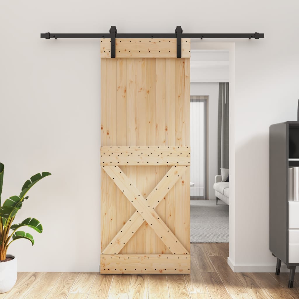 vidaXL Posuvné dvere so sadou kovania 80x210 cm borovicový masív