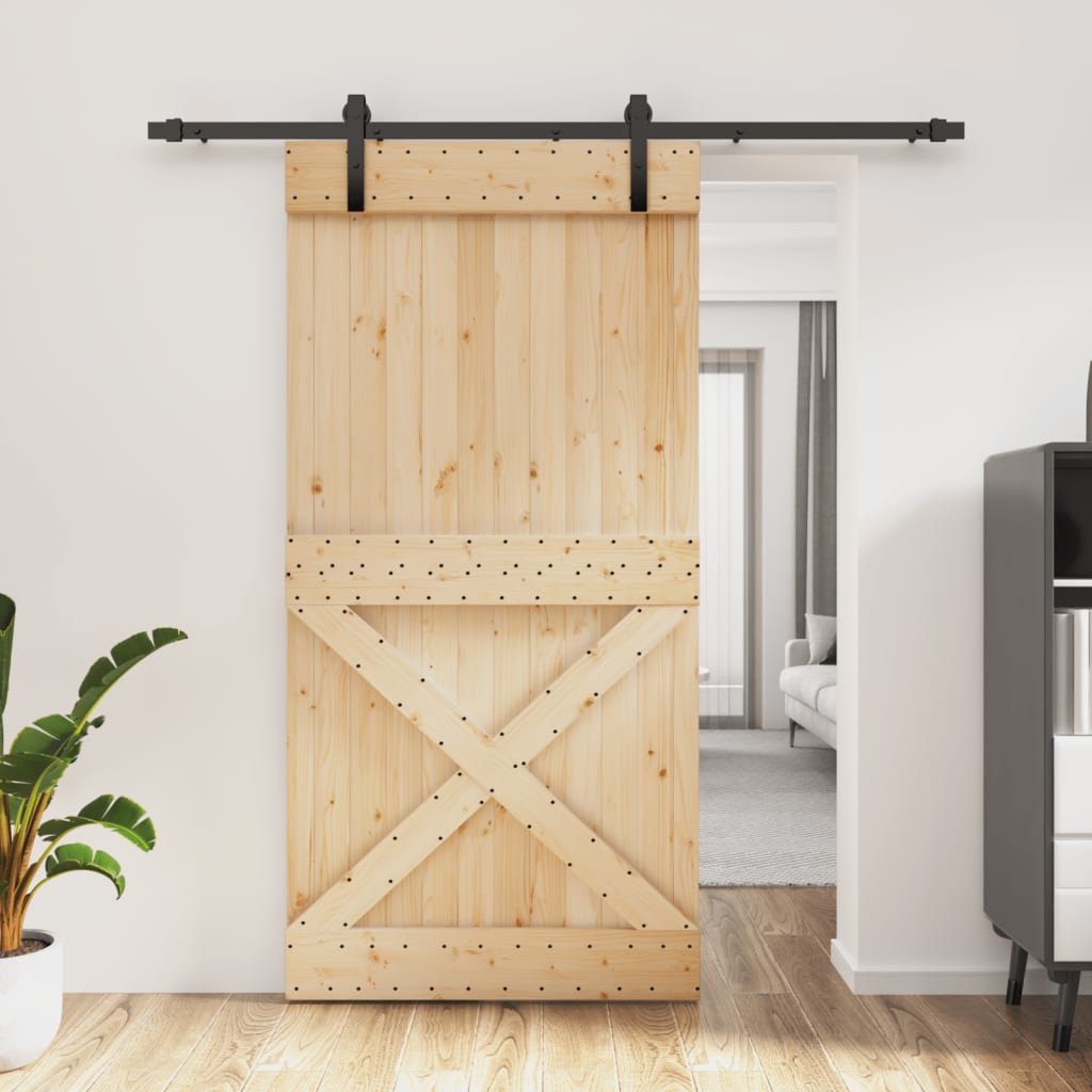 vidaXL Posuvné dvere so sadou kovania 100x210 cm borovicový masív