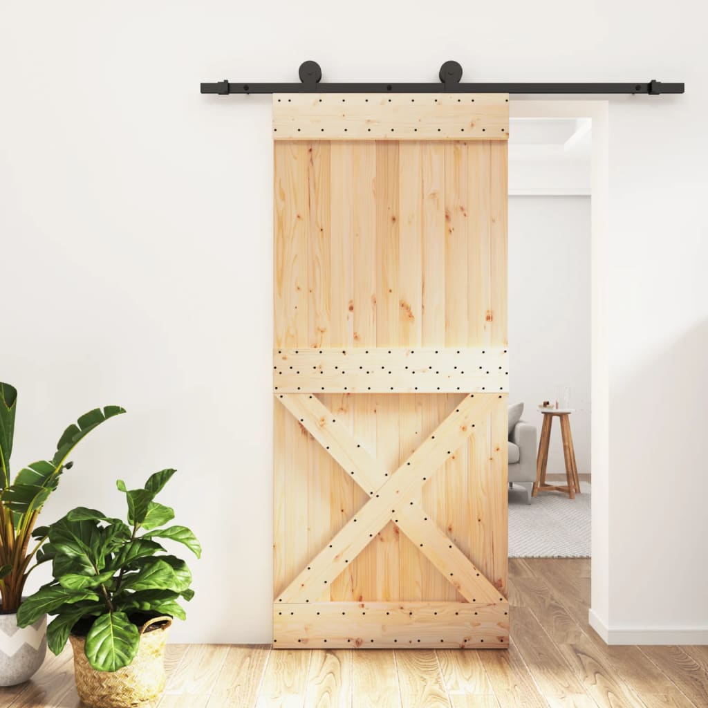 vidaXL Posuvné dvere so sadou kovania 90x210 cm borovicový masív