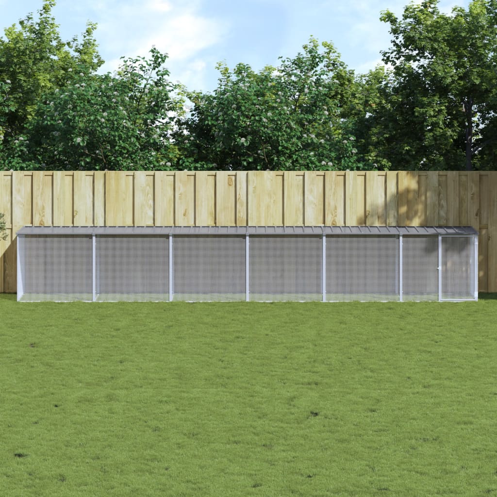 vidaXL Klietka pre kurčatá strecha bledosivá 603x98x90 cm poz. oceľ