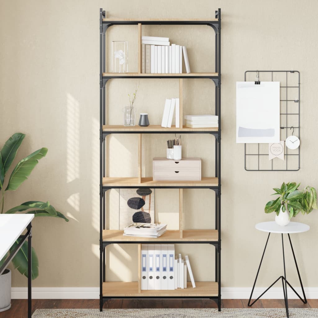 vidaXL Knižnica 6-poschodová dub sonoma 76x32x192 cm kompozitné drevo
