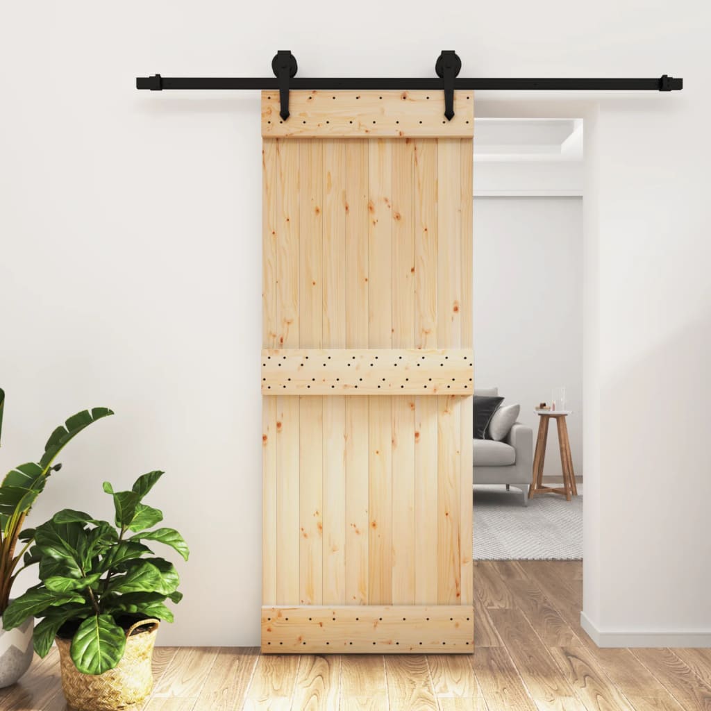 vidaXL Posuvné dvere so sadou kovania 80x210 cm borovicový masív