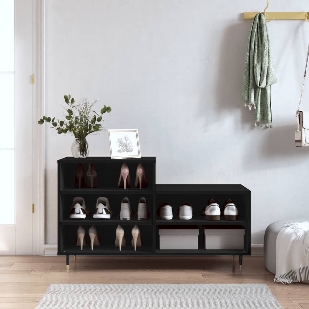 vidaXL Botník čierny 102x36x60 cm spracované drevo