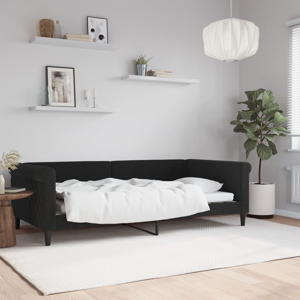 vidaXL Denná posteľ čierna 100x200 cm zamat
