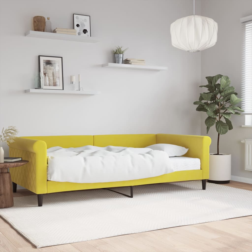 vidaXL Denná posteľ s matracom žltá 100x200 cm zamat
