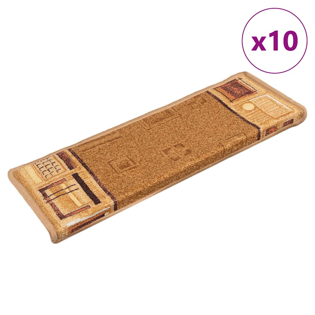 vidaXL Nášľapy na schody samolepiace 10 ks 65x21x4 cm béžové