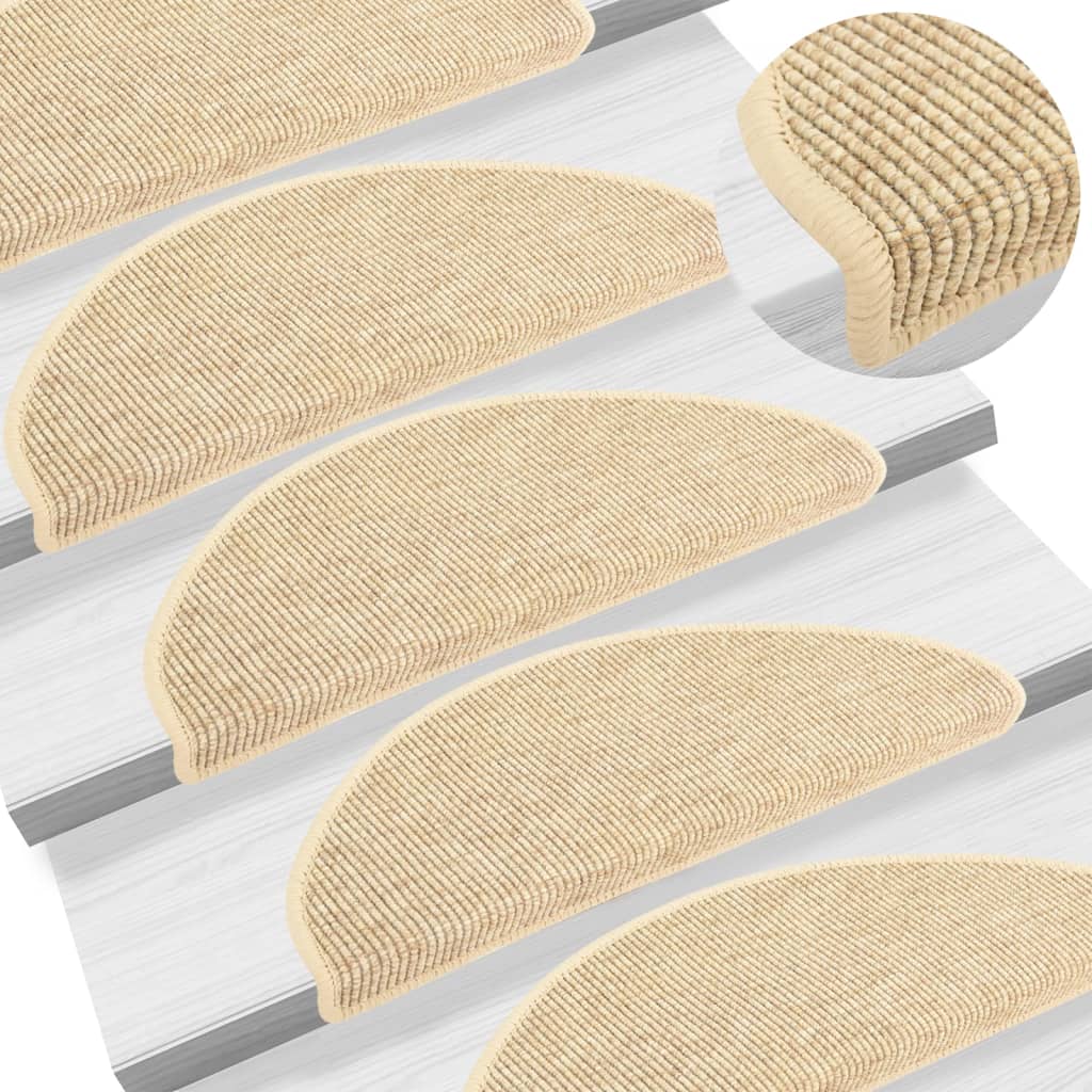 vidaXL Schodové rohože 15 ks 65x21x4 cm svetlobéžové, polkruhové, veľké