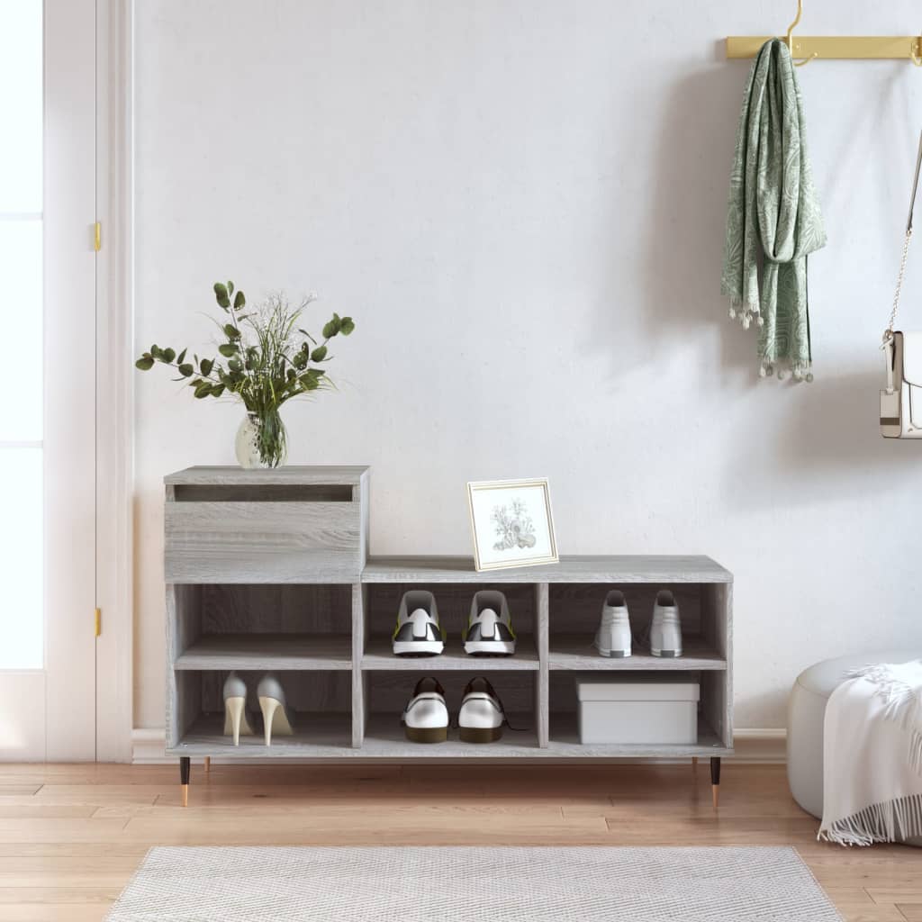 vidaXL Botník sivý dub sonoma 102x36x60 cm spracované drevo