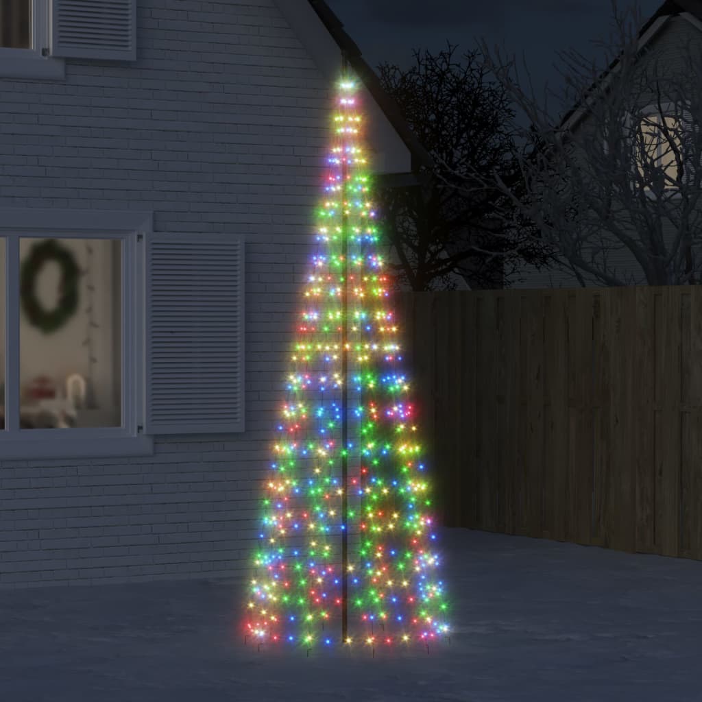 vidaXL LED vianočný stromček na stožiari 550 LED farebné 300 cm