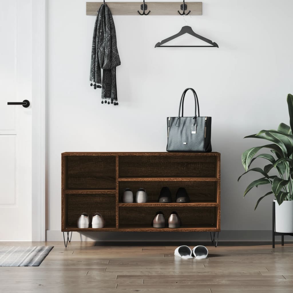 vidaXL Botník hnedý dub 102x36x60 cm spracované drevo