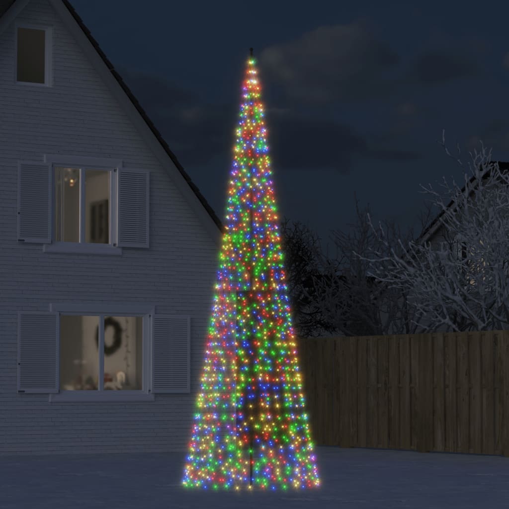 vidaXL LED vianočný stromček na stožiari 1534 LED farebné 500 cm